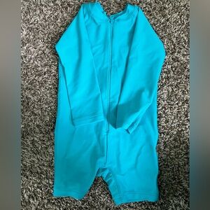 Full coverage swimsuit, size 2T. Long sleeve rash guard.